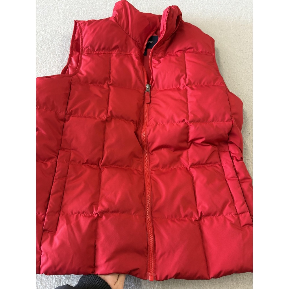 Lands' End Vest Youth Large 14-16 Red Puffer Down Zip‎ Pockets Warm Winter